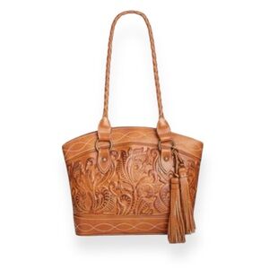 Patricia Nash Western Embossed Leather Zorita Purse Western Tassel Braided